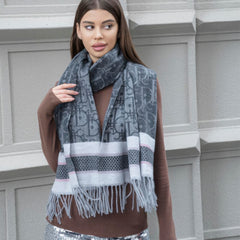 Double stripe blanket scarf with tassel | Mixtshop LLC