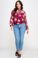Mesh Floral Ls Top W/cami | Mixtshop LLC
