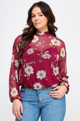 Mesh Floral Ls Top W/cami | Mixtshop LLC