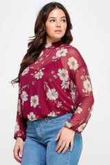 Mesh Floral Ls Top W/cami | Mixtshop LLC