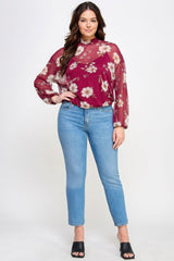 Mesh Floral Ls Top W/cami | Mixtshop LLC
