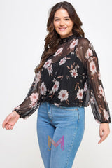 Mesh Floral Ls Top W/cami | Mixtshop LLC