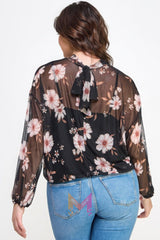 Mesh Floral Ls Top W/cami | Mixtshop LLC