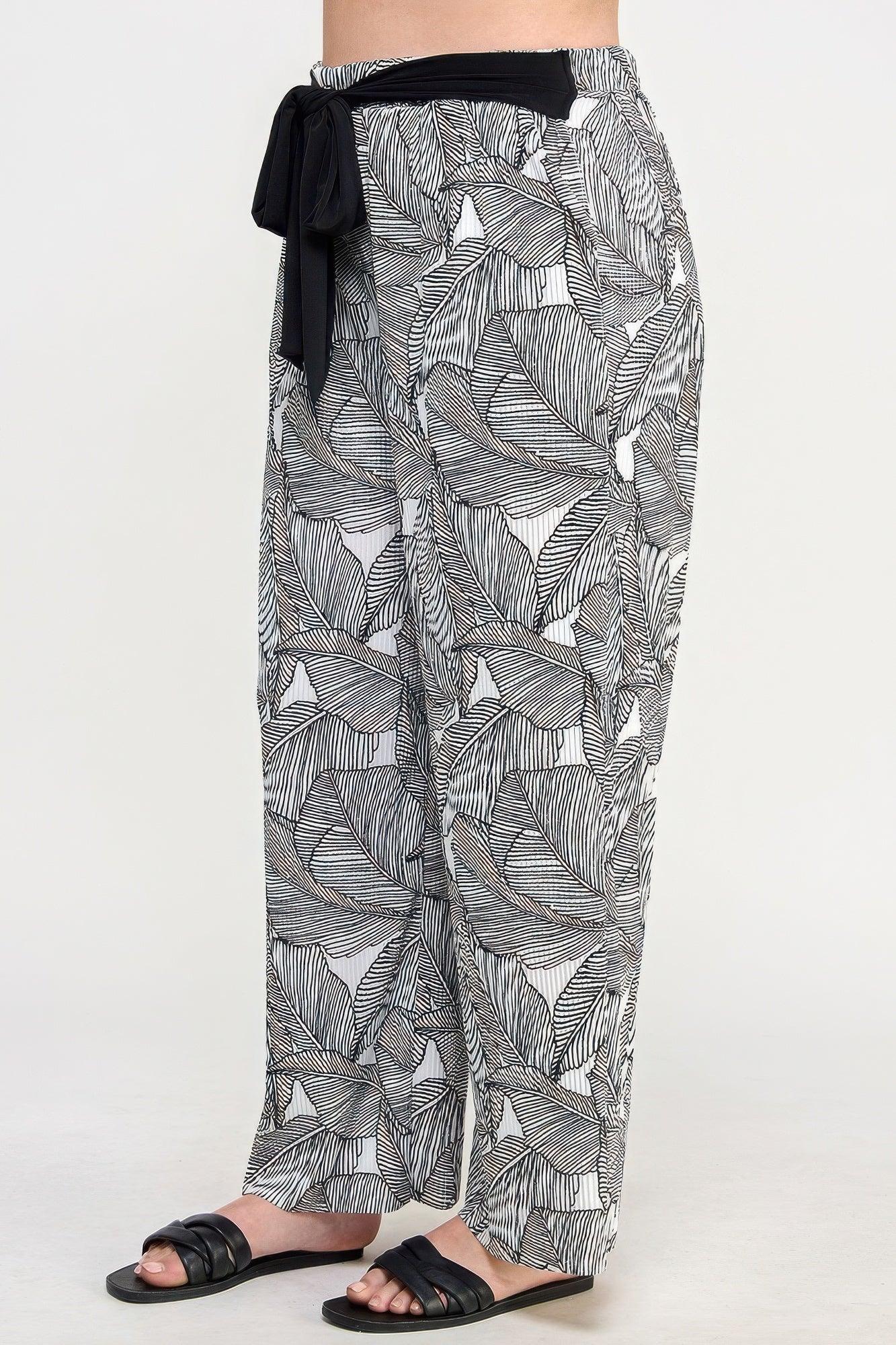 Plisse Palm Print Pants | Mixtshop LLC