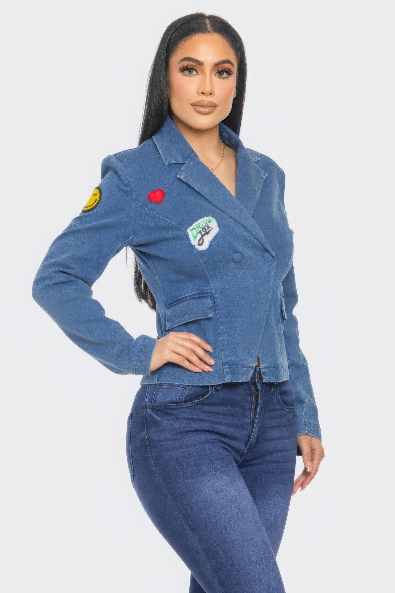 Patch It Up Denim Blazer Jacket | Mixtshop LLC