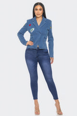 Patch It Up Denim Blazer Jacket | Mixtshop LLC