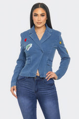 Patch It Up Denim Blazer Jacket | Mixtshop LLC