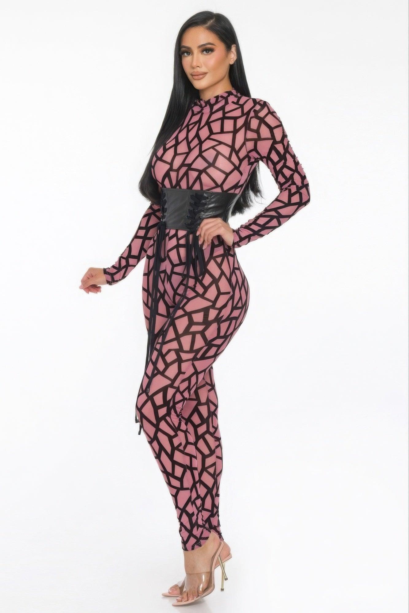 Geometric Printed Jersey Jumpsuit | Mixtshop LLC