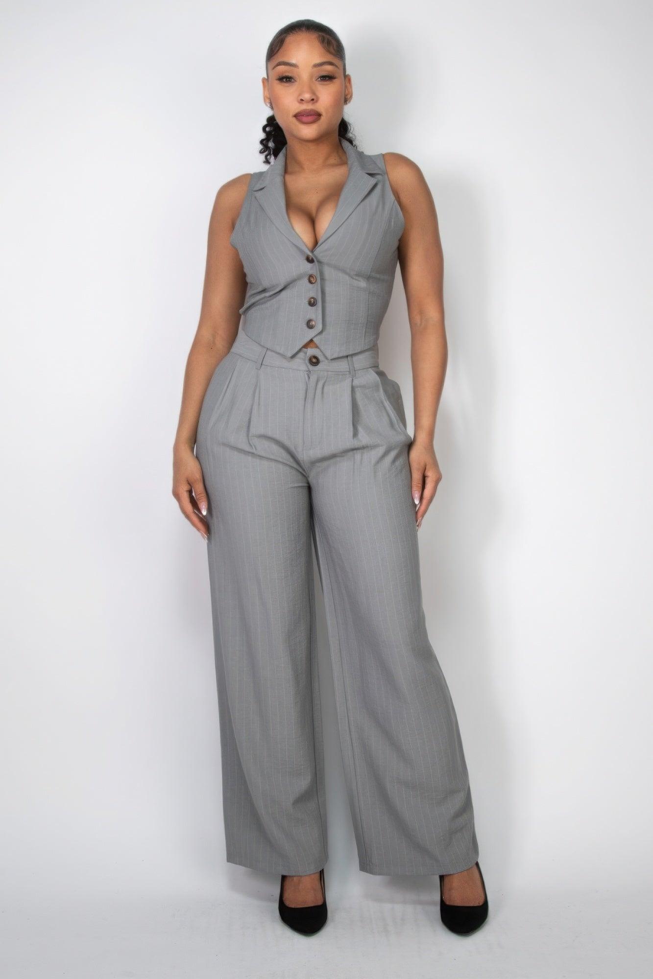 High-rise Stripe Wide Leg Pants | Mixtshop LLC