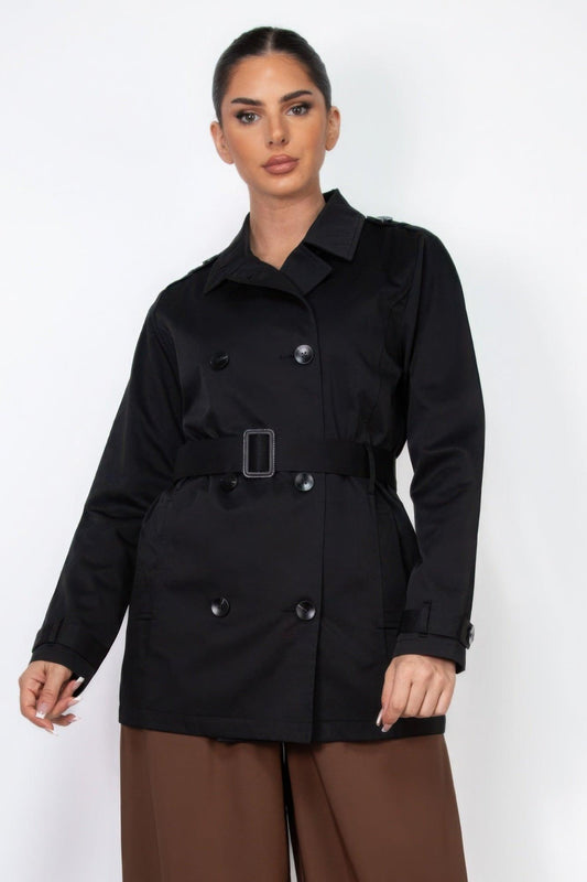 Double-breasted Notch Belted Coat | Mixtshop LLC
