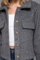 Long Slv Teddy Fleece Short Jacket | Mixtshop LLC