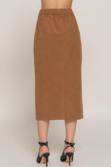 Front Open Slit Corduroy Midi Skirt | Mixtshop LLC