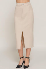 Front Open Slit Corduroy Midi Skirt | Mixtshop LLC