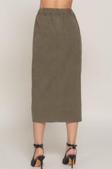 Front Open Slit Corduroy Midi Skirt | Mixtshop LLC