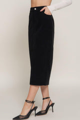 Front Open Slit Corduroy Midi Skirt | Mixtshop LLC