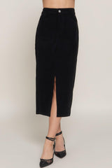 Front Open Slit Corduroy Midi Skirt | Mixtshop LLC