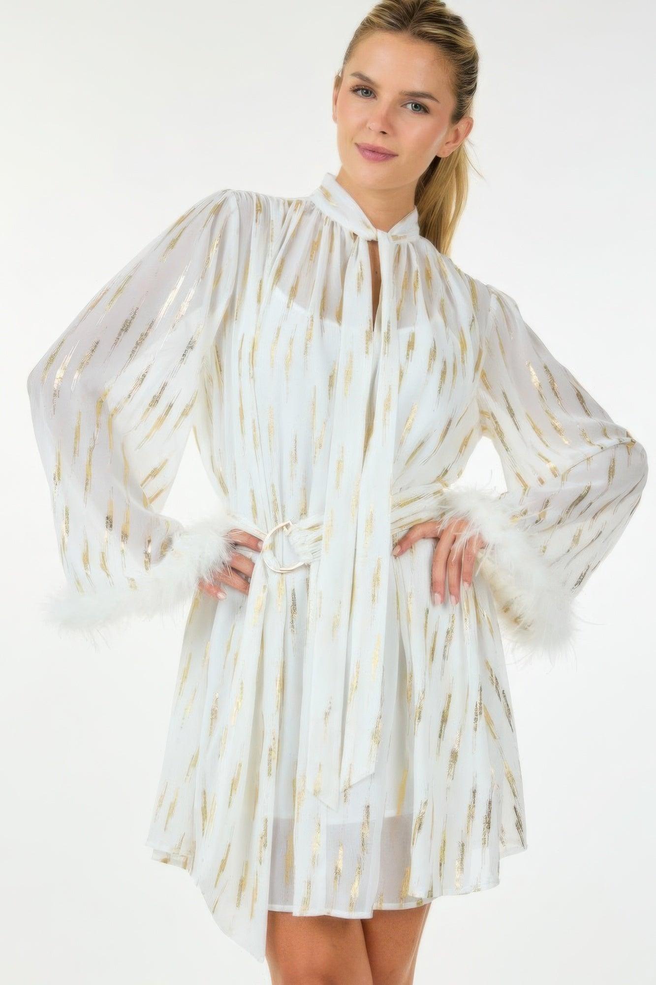 Metallic Print Short Dress | Mixtshop LLC