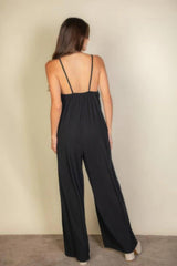 Spaghetti Strap Solid Wide Jumpsuit | Mixtshop LLC