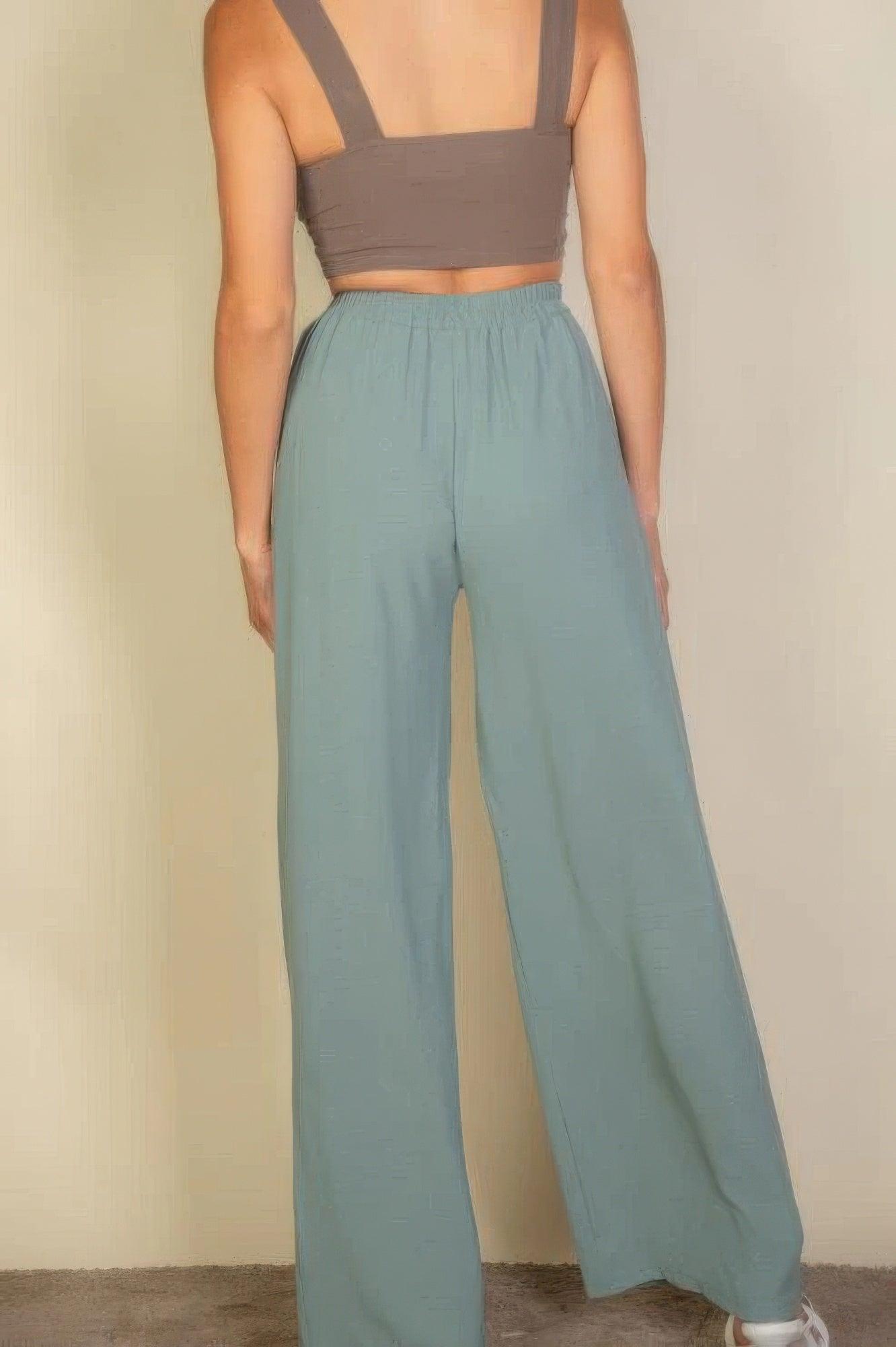 Drawstring Waist Wide Leg Minimalist Pants | Mixtshop LLC