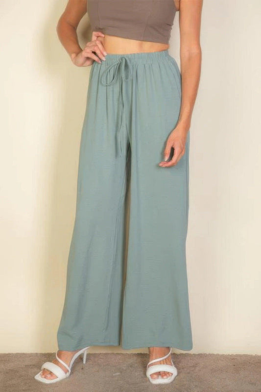 Drawstring Waist Wide Leg Minimalist Pants | Mixtshop LLC