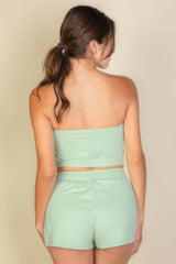 Simple Solid Color Tube Top And Shorts Two Piece Set | Mixtshop LLC
