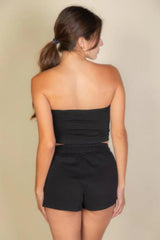 Simple Solid Color Tube Top And Shorts Two Piece Set | Mixtshop LLC