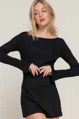 Long Sleeve Boat Neck Sweater | Mixtshop LLC