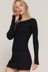 Long Sleeve Boat Neck Sweater | Mixtshop LLC
