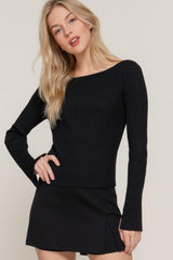 Long Sleeve Boat Neck Sweater | Mixtshop LLC
