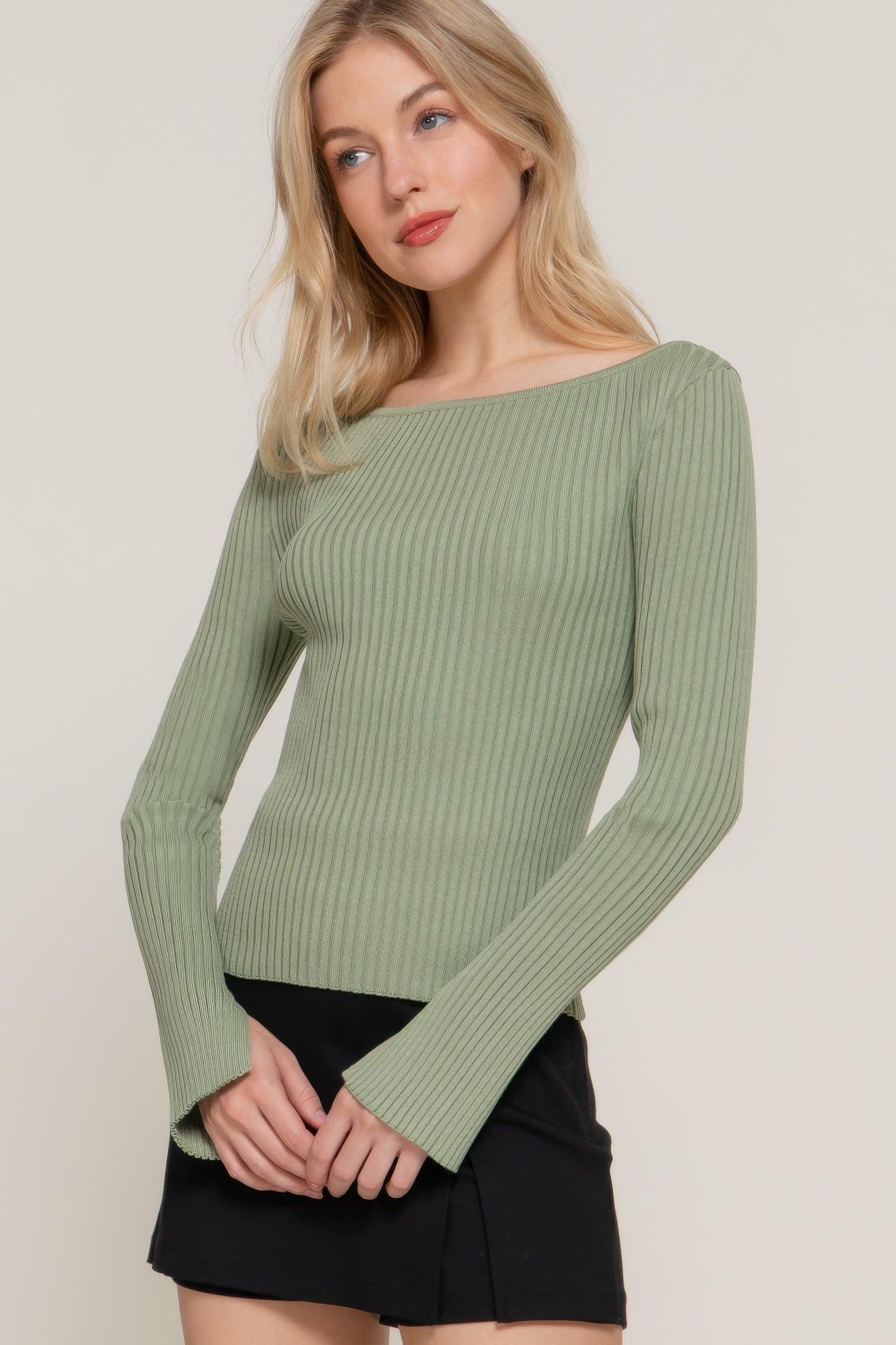 Long Sleeve Boat Neck Sweater | Mixtshop LLC