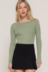Long Sleeve Boat Neck Sweater | Mixtshop LLC
