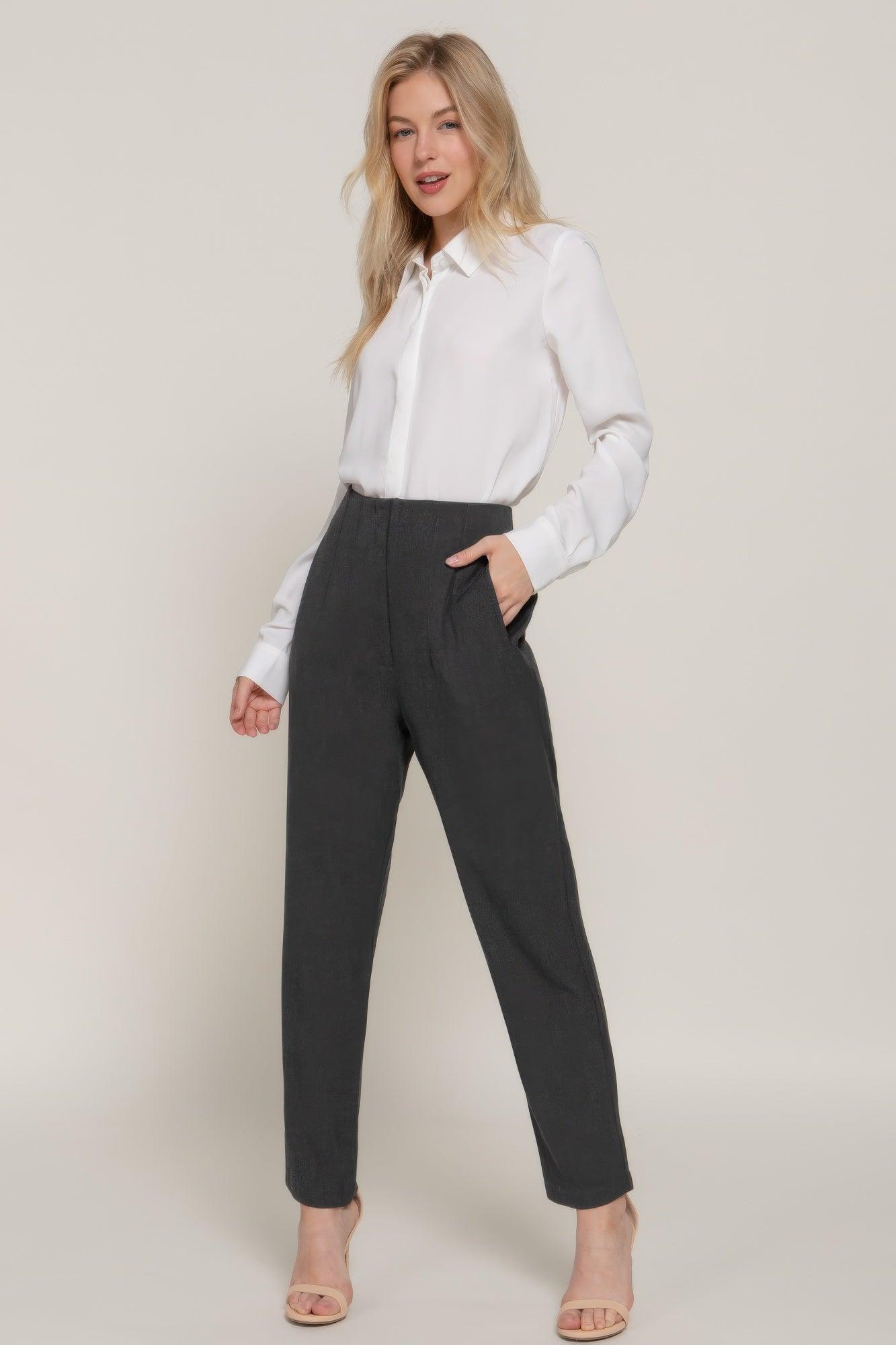 High Waist Pintuck Detail Long Pants | Mixtshop LLC