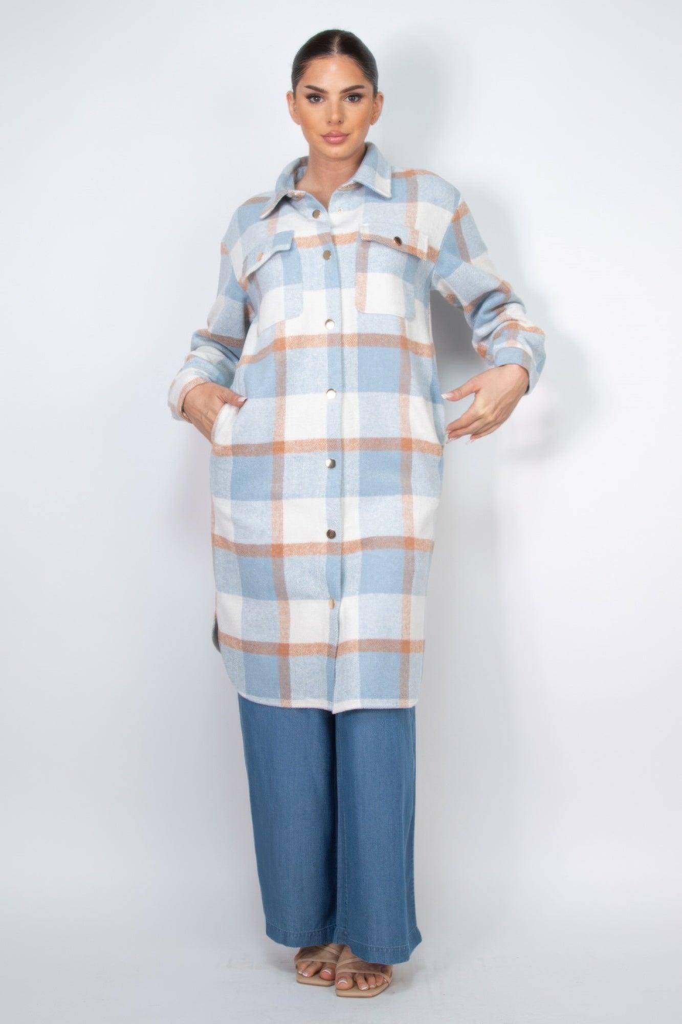Plaid Buttoned Shacket Coat | Mixtshop LLC