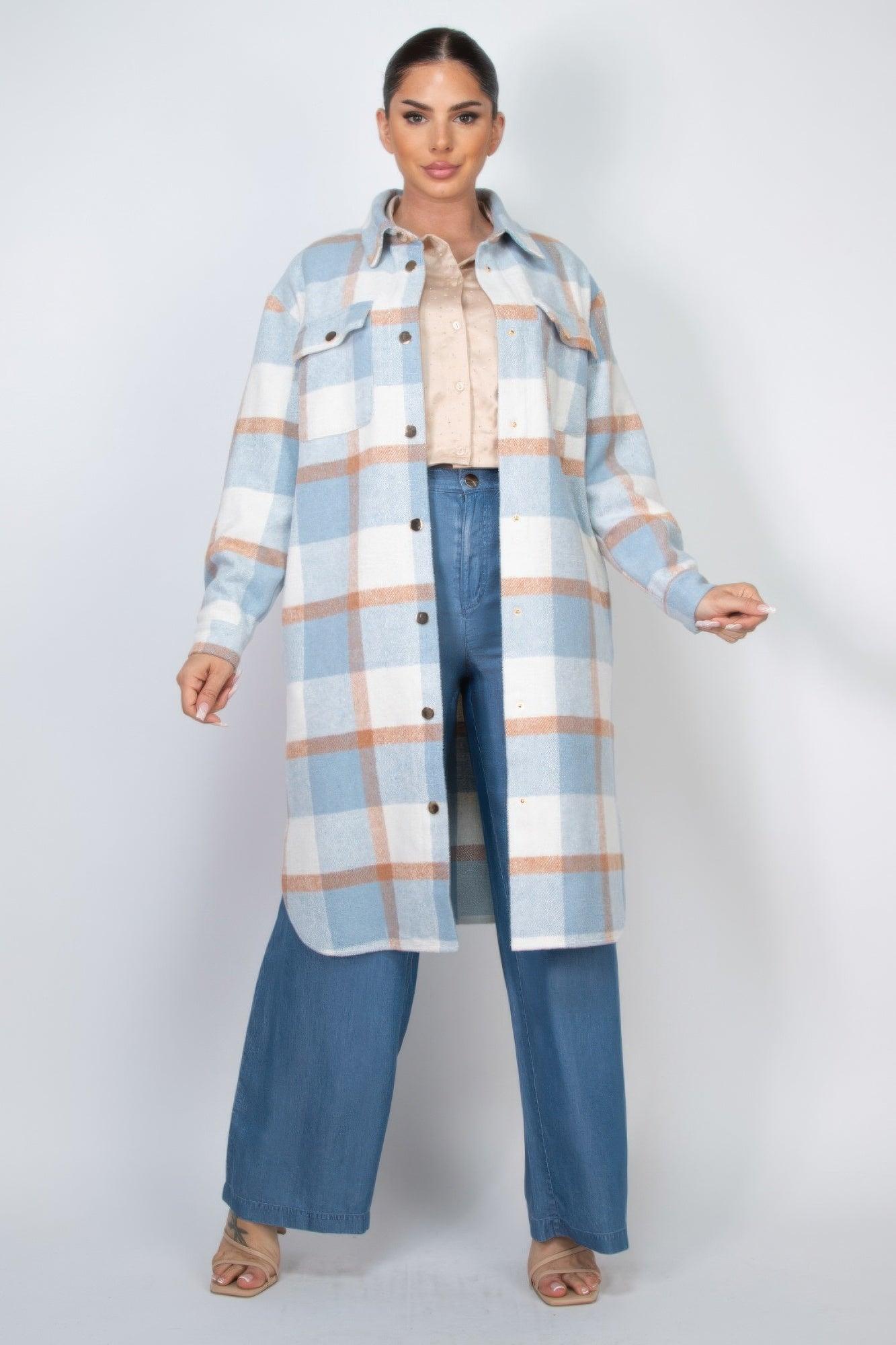 Plaid Buttoned Shacket Coat | Mixtshop LLC