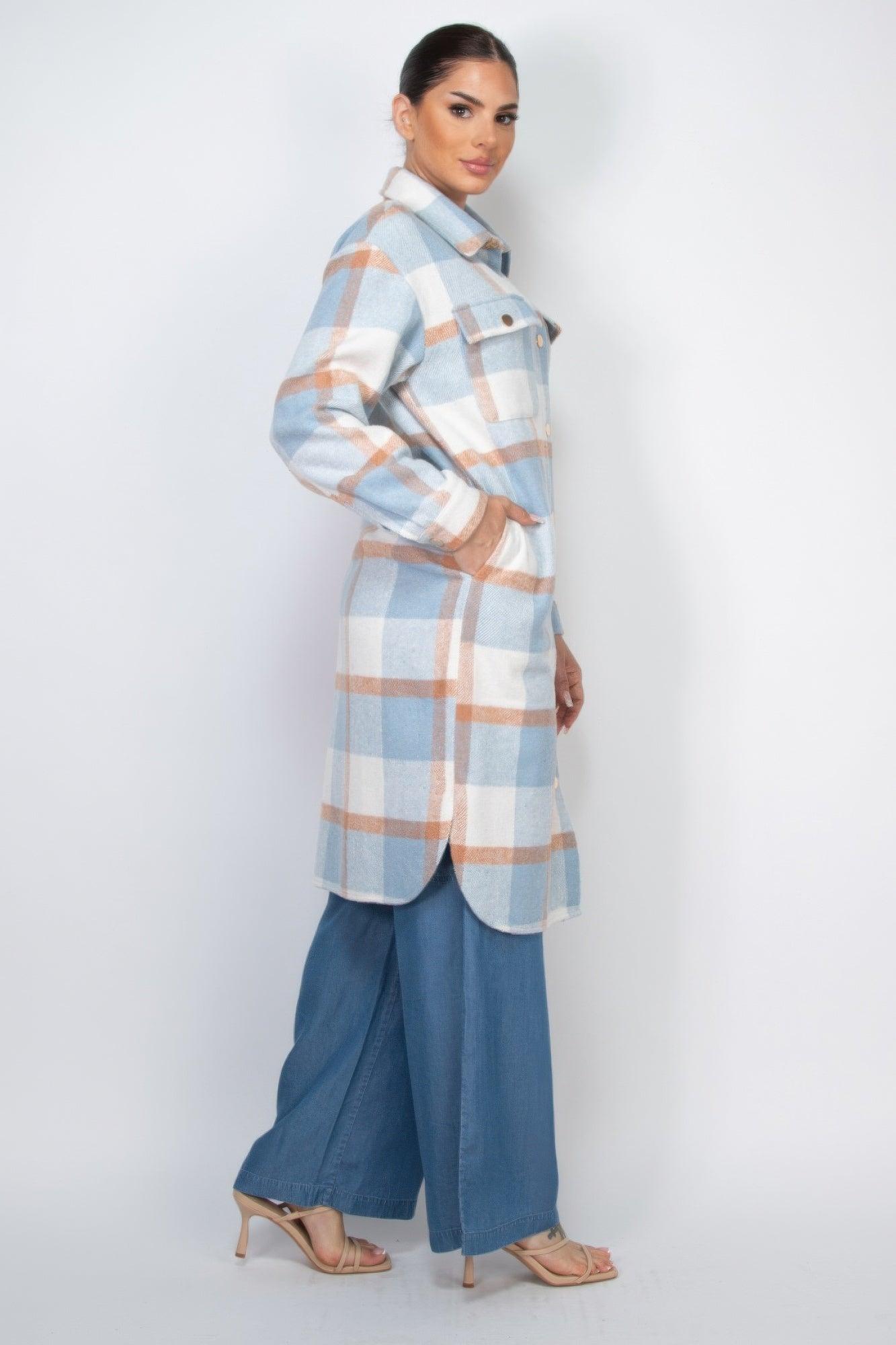 Plaid Buttoned Shacket Coat | Mixtshop LLC