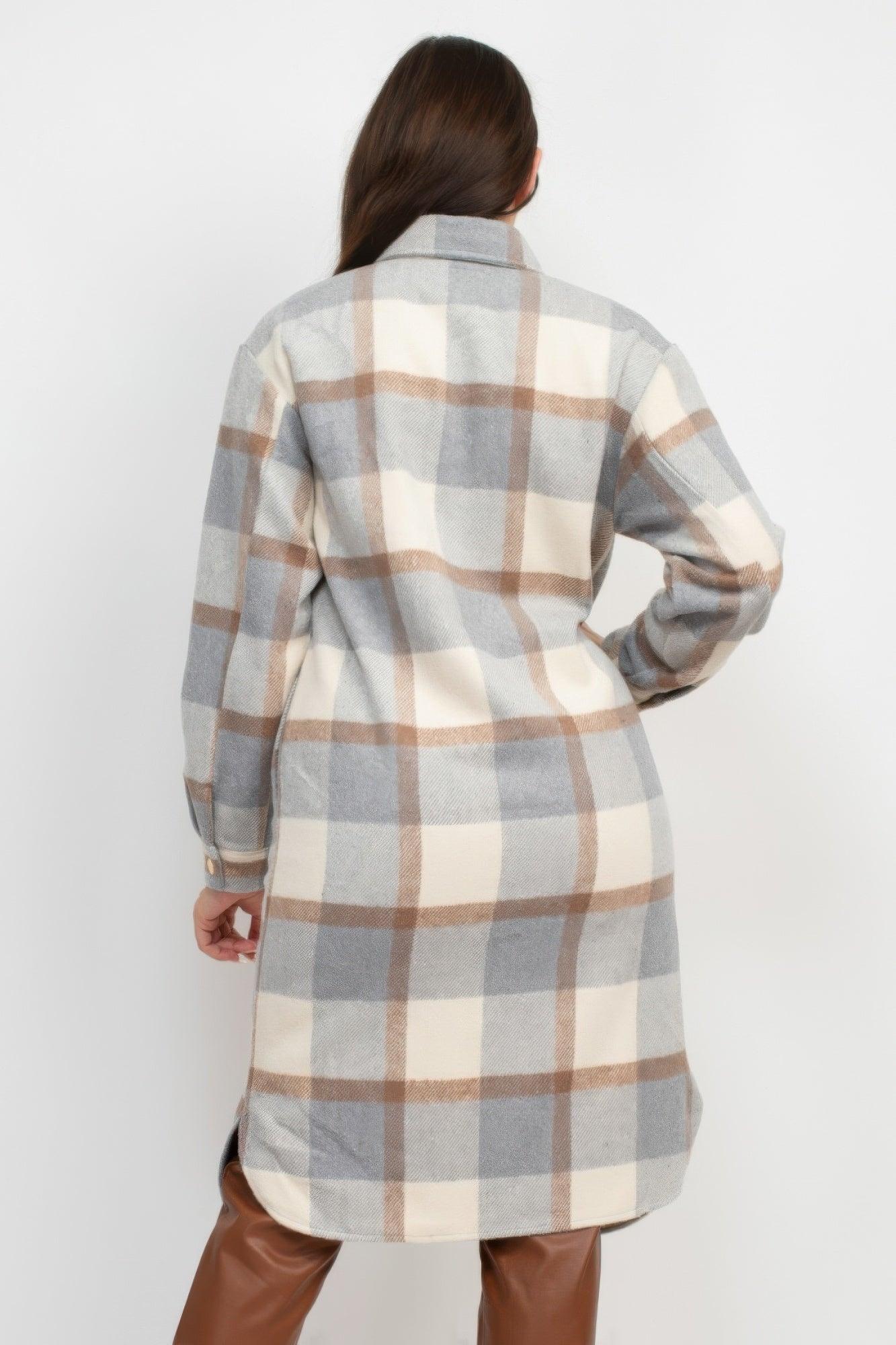 Plaid Buttoned Shacket Coat | Mixtshop LLC
