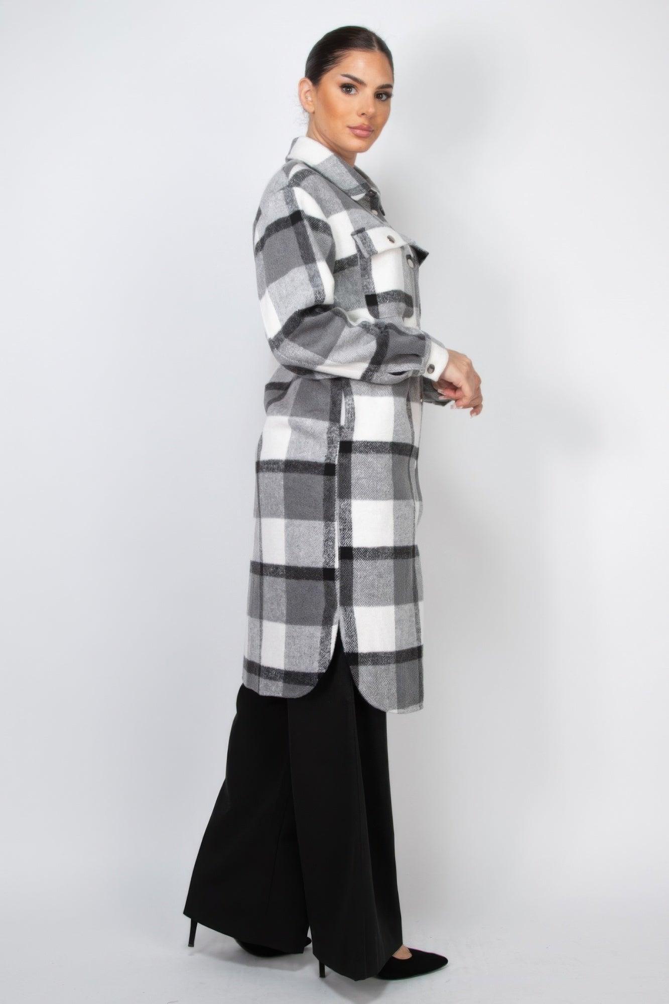 Plaid Buttoned Shacket Coat | Mixtshop LLC