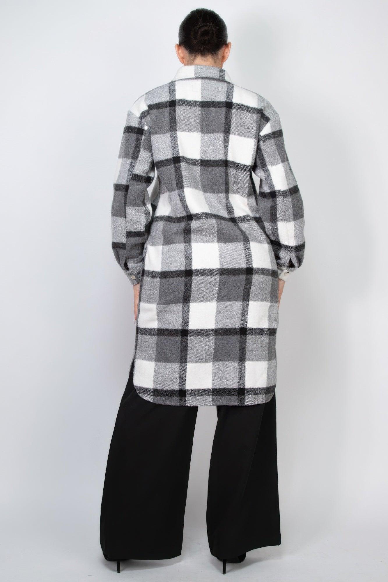 Plaid Buttoned Shacket Coat | Mixtshop LLC