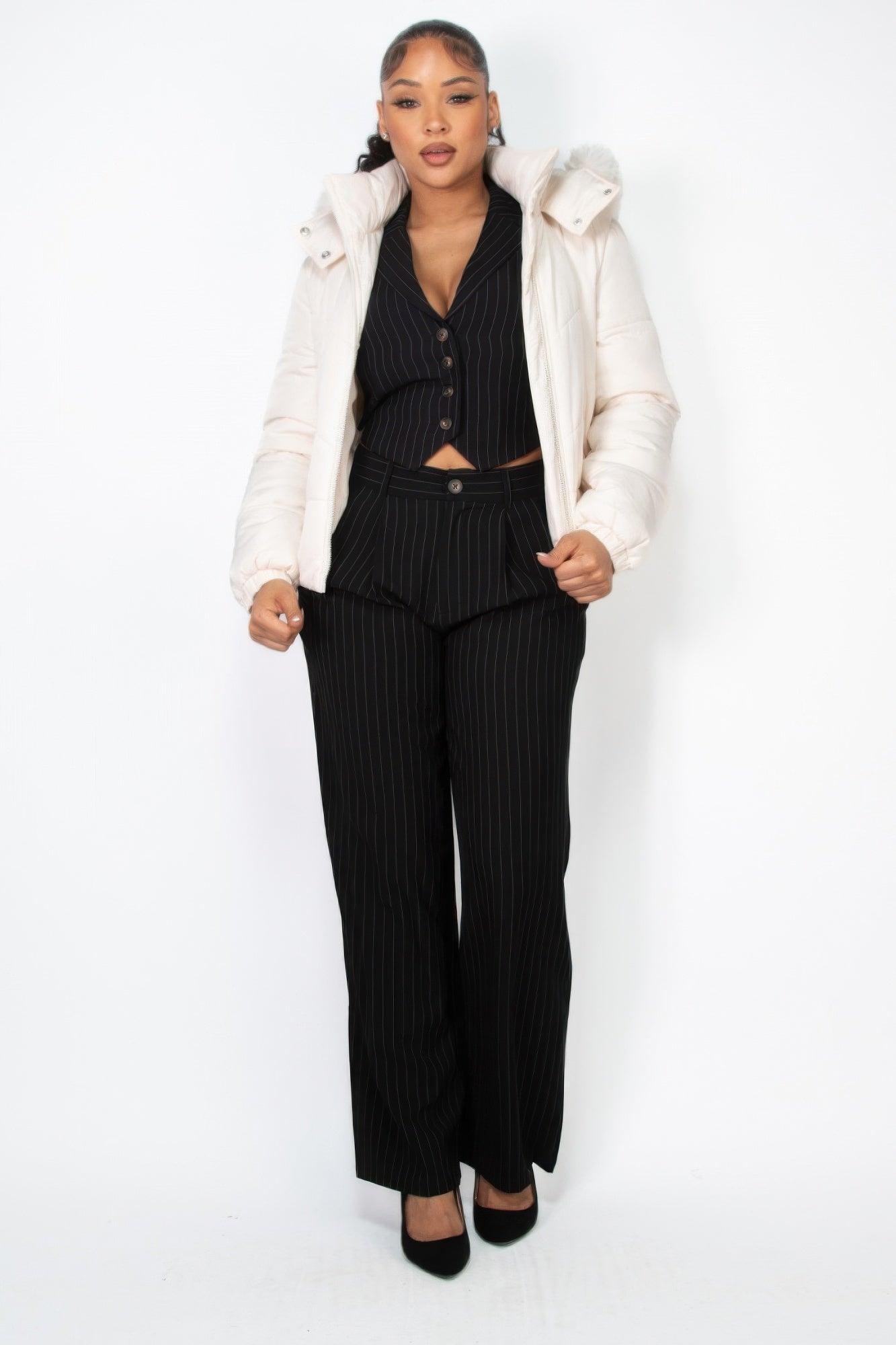 Insulated Zip-up Faux Fur Hooded Jacket | Mixtshop LLC