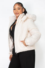 Insulated Zip-up Faux Fur Hooded Jacket | Mixtshop LLC