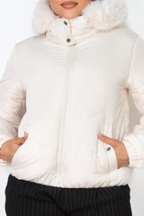 Insulated Zip-up Faux Fur Hooded Jacket | Mixtshop LLC