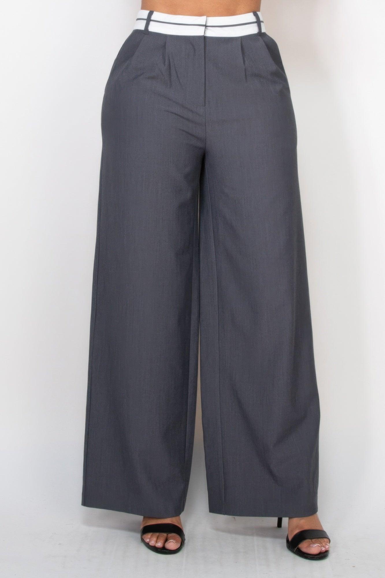 Pleated Double Waistband Pants | Mixtshop LLC
