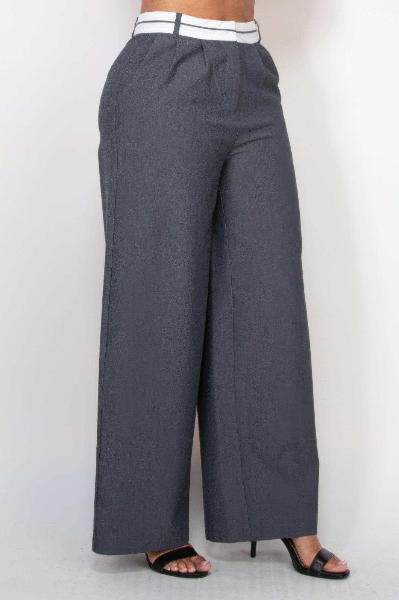 Pleated Double Waistband Pants | Mixtshop LLC