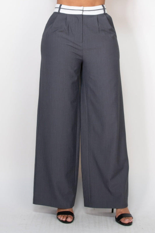 Pleated Double Waistband Pants | Mixtshop LLC