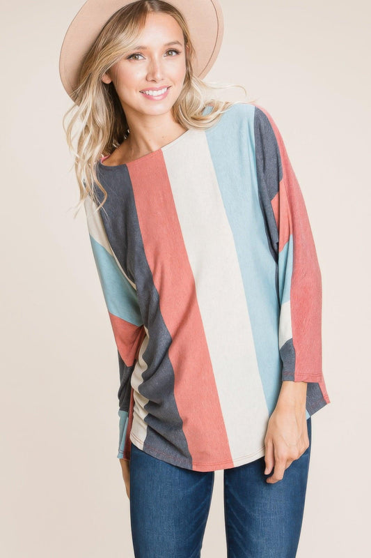 Striped Dolman Sleeves Top | Mixtshop LLC