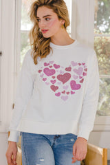 Hearts Hotfix Rhinestone Oversized Pullover | Mixtshop LLC
