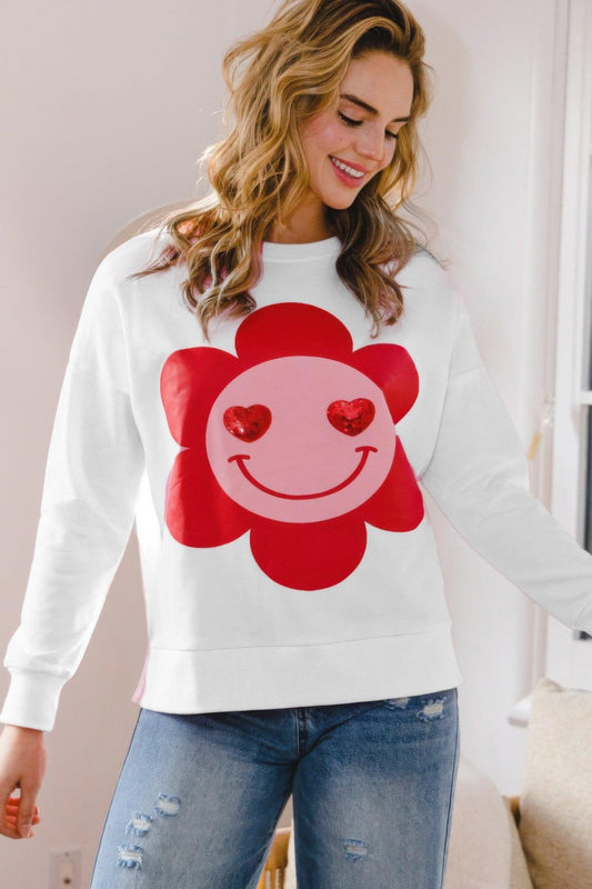 Smiley Flower Oversized Pullover | Mixtshop LLC