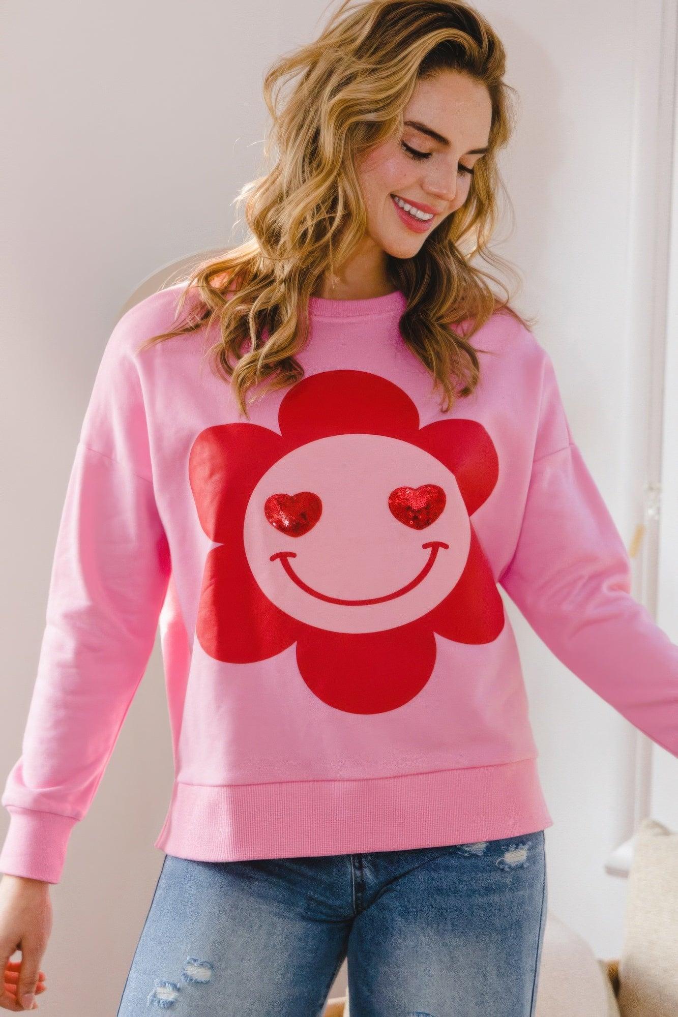 Smiley Flower Oversized Pullover | Mixtshop LLC