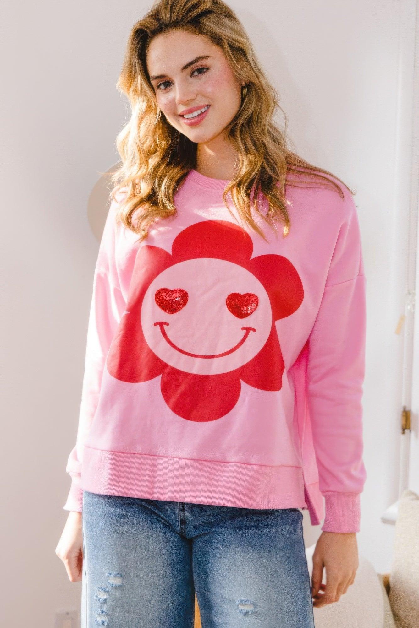 Smiley Flower Oversized Pullover | Mixtshop LLC