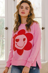 Smiley Flower Oversized Pullover | Mixtshop LLC